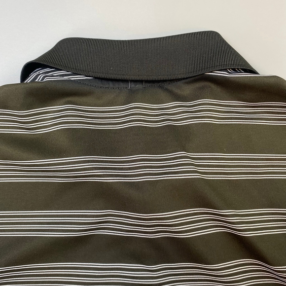 Nike Golf Polo Shirt Large Black White Stripe Tour Performance Athletic Sporty - Picture 4 of 14
